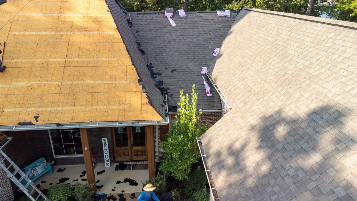 Home with a newly installed roof after hail damage